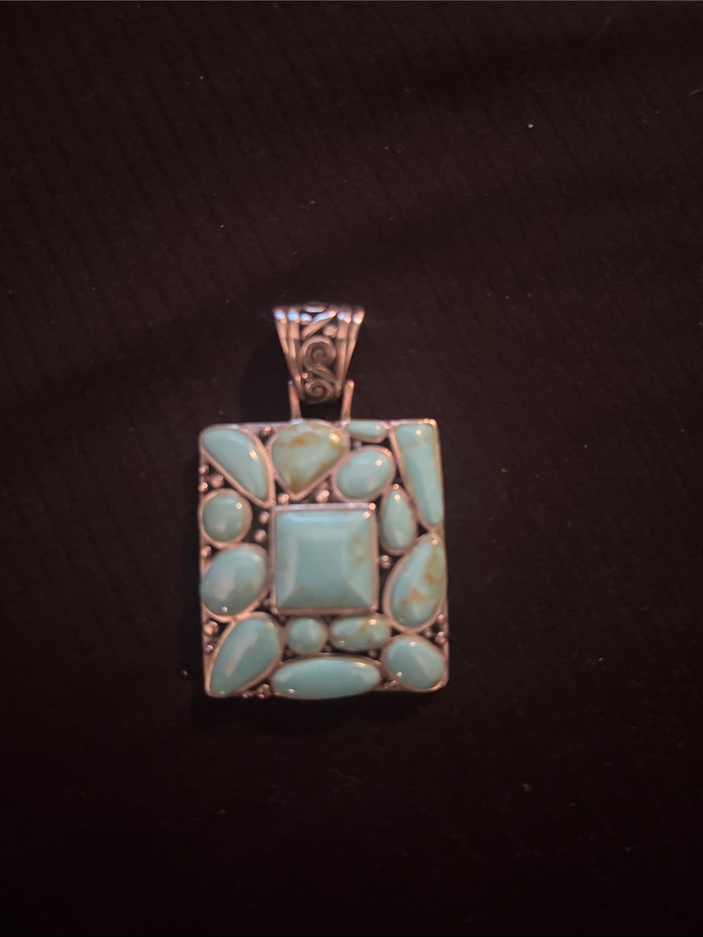Turquoise Multi-Stone Rectangle Pendant Necklace - Women Jewelry